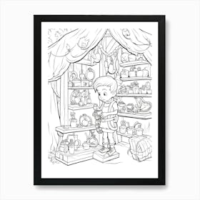 The Blue Fairy S Workshop (Pinocchio) Fantasy Inspired Line Art 2 Art Print