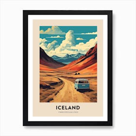 Fimmvorduhals Pass Iceland 2 Vintage Hiking Travel Poster Art Print