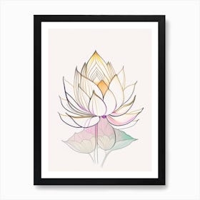 Sacred Lotus Abstract Line Drawing 1 Art Print