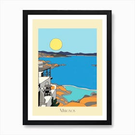 Poster Of Minimal Design Style Of Mykonos, Greece 2 Art Print