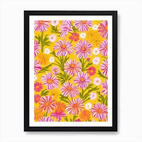 Osteospermum Floral Print Retro Pattern2 Flower Art Print