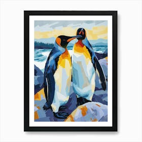 King Penguin Paradise Harbor Colour Block Painting 3 Art Print