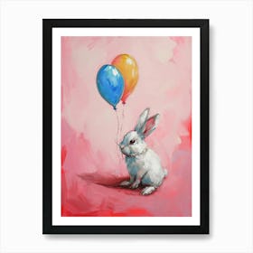 Cute Rabbit 9 With Balloon Art Print