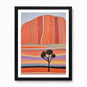 Uluru Australia 2 Colourful Mountain Illustration Art Print