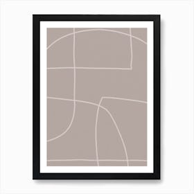 Taupe Minimal Linear 3 Art Print