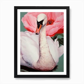 Swan and Flower Art Print