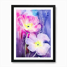 Watercolor Flower Portray With Neon Stile 511781805 (1) Art Print