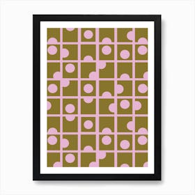 Pink Retro Circles Pattern Art Print