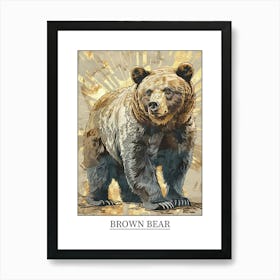 Brown Bear Precisionist Illustration 4 Poster Art Print