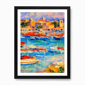Port Of Rhodes Greece Brushwork Painting harbour Art Print