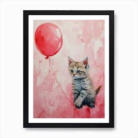 Cute Cat 7 With Balloon Art Print