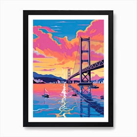 Tsing Ma Bridge, Hong Kong, Colourful 4 Art Print