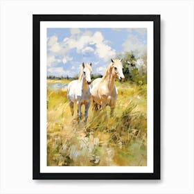 Horses Painting In Carmargue, France 1 Art Print