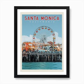 Santa Monica Pier California Travel Poster Art Print