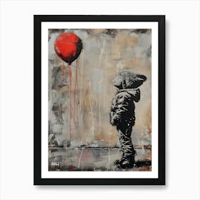 Little Boy Red Balloon Banksy Art Art Print