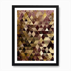 Abstract Geometric Triangle Pattern with Gold Foil n.0008 Art Print