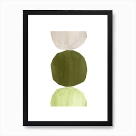 Green tone balancing shapes Art Print