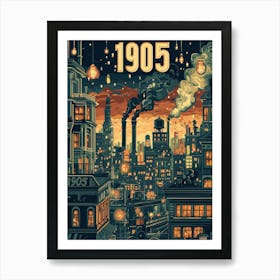 Aihrgdesign A Nostalgic Poster Of A 1905 City Skyline At Dusk 317eda9a B6b8 4438 8008 67f57208dbe4 0 Poster