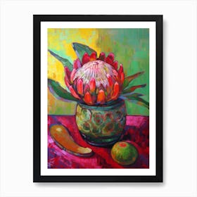 Proteas With A Cat 2 Fauvist Style Painting Art Print