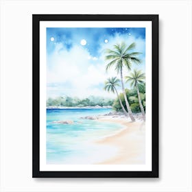 Watercolour Of Whitehaven Beach   Queensland Australia 2 Art Print