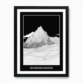 Ben More Mull Mountain Line Drawing 1 Poster Art Print