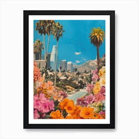 Los Angeles   Floral Retro Collage Style 1 Art Print