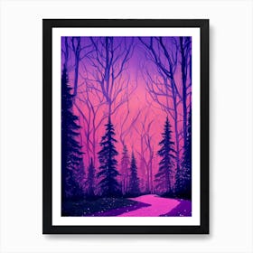 Abstract Purple Forest At Sunset Art Print