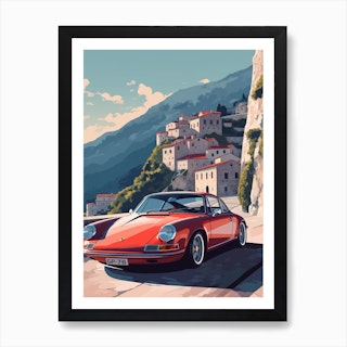 Poster, affiche Porsche 911 Car in Sunset