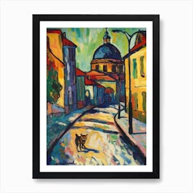 Painting Of Budapest Hungary With A Cat In The Style Of Fauvism  3 Art Print