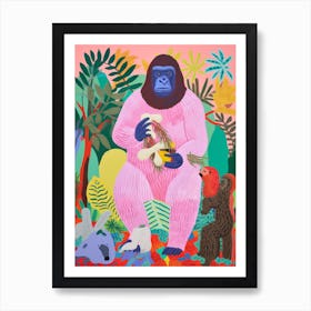 Maximalist Animal Painting Gorilla 1 Art Print