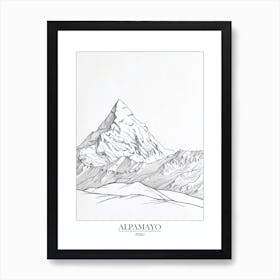 Alpamayo Peru Line Drawing 1 Poster Art Print