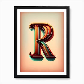 R, Letter, Alphabet Retro Drawing 3 Poster