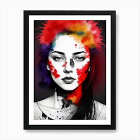 Colorful Girl With Paint On Her Face 1 Art Print