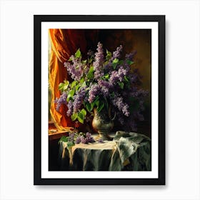 Baroque Floral Still Life Lilac 3 Affiche