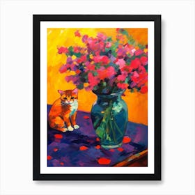 Statice With A Cat 3 Fauvist Style Painting Affiche