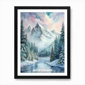 North Cascades National Park Washington Watercolor Painting. Art Print