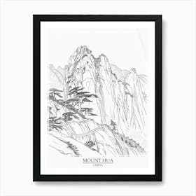 Mount Hua China Color Line Drawing 6 Poster Art Print