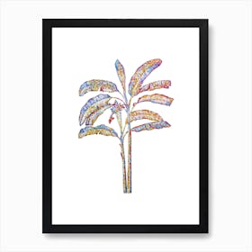 Stained Glass Banana Tree Mosaic Botanical Illustration on White Art Print