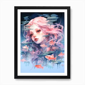 Girl With Pink Hair 2 Art Print