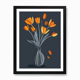 Orange Tulips In A Vase 1 Art Print