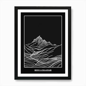 Beinn A Chlachair Line Drawing 2 Poster Art Print