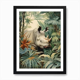 Rhino Deep In The Nature 5 Art Print