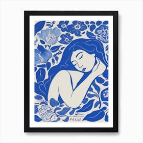 Blue Woman Silhouette 8 Art Print