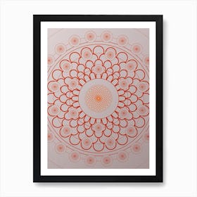 Geometric Abstract Glyph Circle Array in Tomato Red n.0234 Art Print