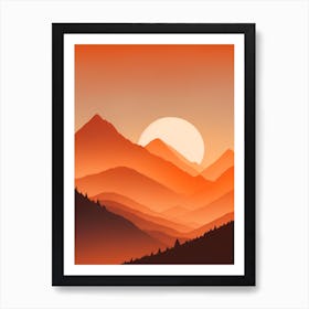 Misty Mountains Vertical Composition In Orange Tone 196 Art Print