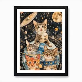 Kitsch Space Cat Retro Collage 1 Poster