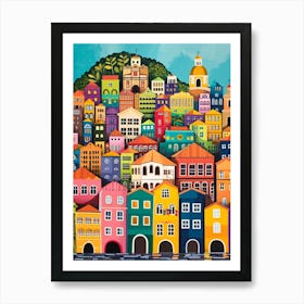 Kitsch Colourful Rio De Janeiro Cityscape 4 Art Print