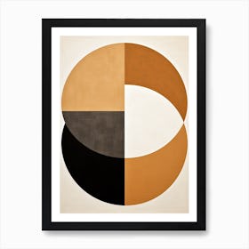 Bauhaus Opulence: Beige Abstract Circles Art Print