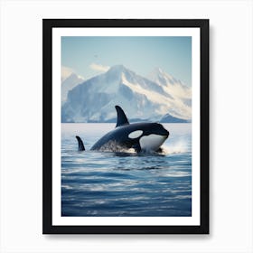 Icy Blue Realistic Photography Orca Whale 1 Art Print