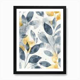 Blue And Yellow Leaves 7 Art Print